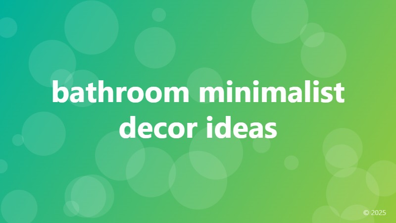bathroom minimalist decor ideas