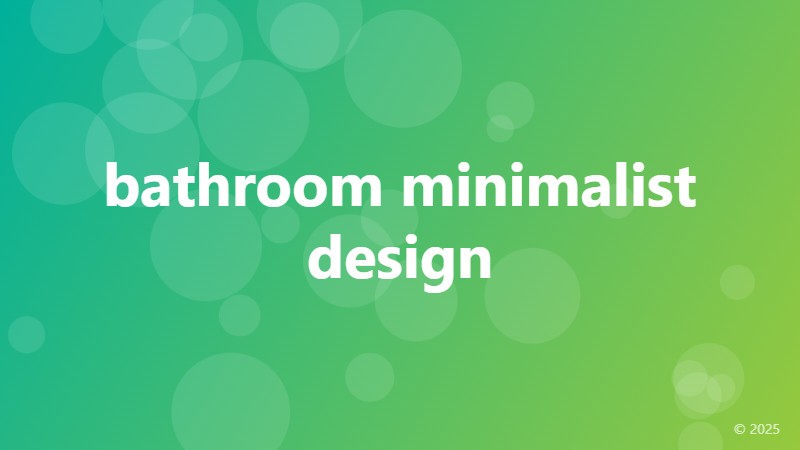 bathroom minimalist design